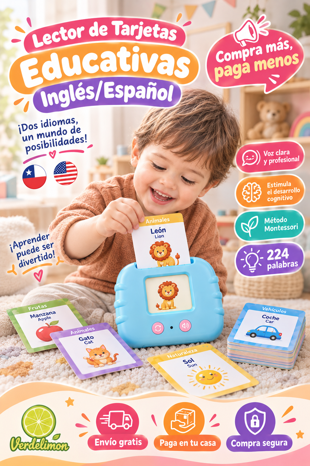 Lector de Tarjetas Educativas Inglés/Español