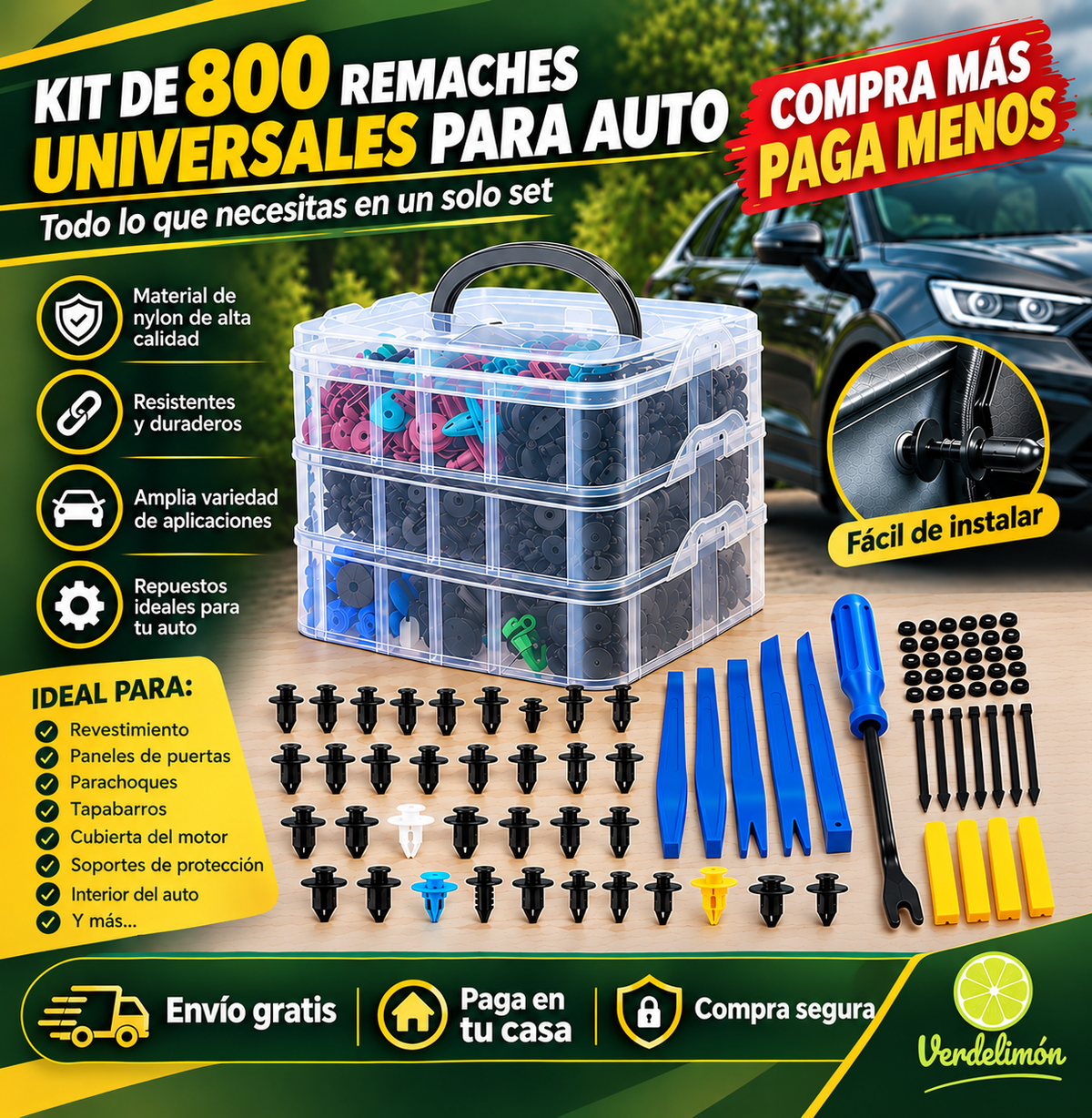 Kit de Remaches universales para auto